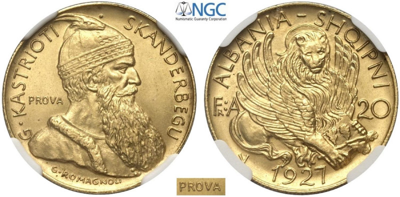 Albania, Ahmet Bey Zogu (1925-1939), Prova 20 Franga Ari 1927, RRRRR Pag-797var ...
