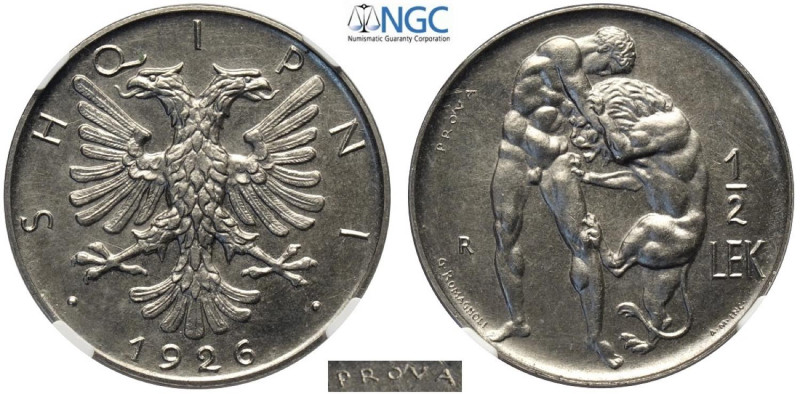 Albania, Ahmet Bey Zogu (1925-1939), Prova 1/2 Lek 1926, Mintage: 25, RRRR Pag-8...