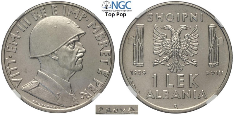 Albania, Italian Occupation WWII, Vittorio Emanuele III (1939-1943), Prova Lek 1...