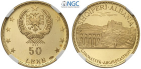Albania, People's Socialist Republic (1945-1990), 50 Leke 1970 Arezzo Mint, Mintage: 100, KM-53.3 Fri-21, Au mm 26 g 9,87. In Slab NGC PF64 Ultra Came...