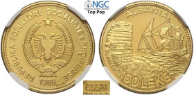 Albania, People's Socialist Republic (1945-1990), Gold Essai Prova 100 Leke 1986, mintage: estimated 5, RRRRR KM-missing, Au mm 21 g 6,45. Marengo di ...