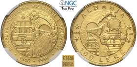 Albania, People's Socialist Republic (1945-1990), Gold Essai Prova 100 Leke 1988, mintage: estimated 3, RRRRR KM-missing, Au mm 21 g 6,45. Marengo del...