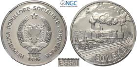 Albania, People's Socialist Republic (1945-1990), Palladium Essai 50 Leke 1986 Locomotives, Mintage: 15, RRRR KM-missing, Pd mm 39 g 31,11. Conservazi...