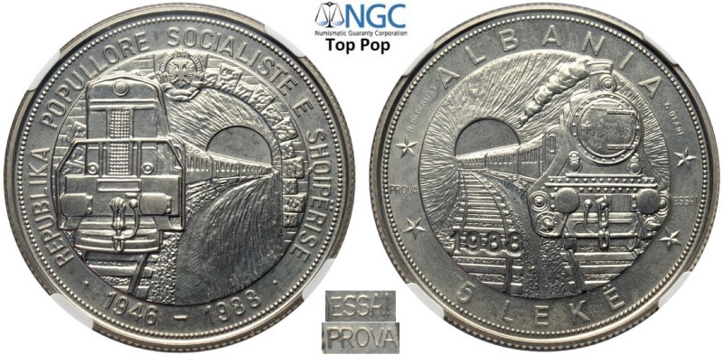 Albania, People's Socialist Republic (1945-1990), Nickel Essai Prova 5 Leke 1988...