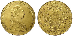 Austria, Ferdinand I (1835-1848), 4 Ducat 1842, Rare Au mm 39,5 g 13,78 restorations and plugged hole