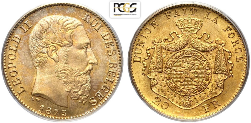 Belgium, Leopold II (1865-1909), 20 Francs 1875, Au mm 21 g 6,45 conservazione e...
