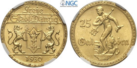 Danzig, Free City, 25 Gulden 1930, Rara Au mm 22 in Slab NGC MS64