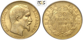 France, Napoleon III (1852-1870), 20 Francs 1854-A, Au mm 21 g 6,45 in Slab PCGS MS64