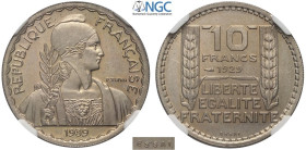France, Third Republic (1870-1940), Essai 10 Francs 1939, Maz-2606D Ni mm 25 in Slab NGC MS64