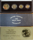 Great Britain, Elizabeth II (1952-2002), Gold Proof Set 1985, 5 Pounds, 2 Pounds, Sovereign, Half Sovereign. Original box and certificate, Proof