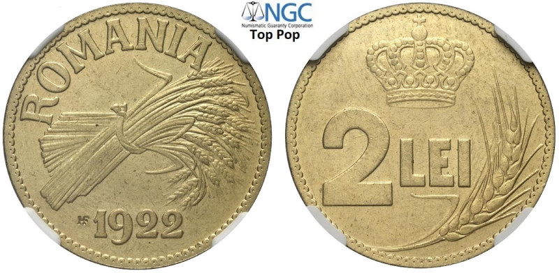 Romania, Ferdinand I (1914-1927), Brass Pattern 2 Lei 1922-HF, Medal rotation, p...