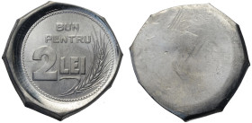 Romania, Ferdinand I (1914-1927), Lead Uniface Reverse Pattern 2 Lei 1923 Huguenin, Sch&St-129-1.1, Pb mm 29 g 15,82 FDC