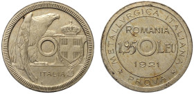 Romania, Ferdinand I (1914-1927), Nickel Pattern 1,25 Leu 1921 Roma Mint, Very Rare, Sch&St-098-1.2, Ni mm 23,5 g 5,85 FDC