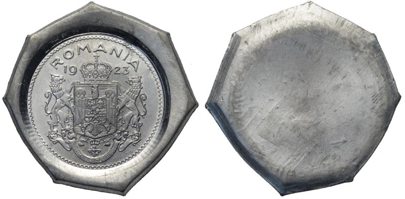 Romania, Ferdinand I (1914-1927), Lead Uniface Obverse Pattern Leu 1923 Huguenin...