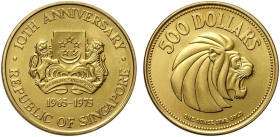 Singapore, Republic, 500 Dollars 1975 (1 Oz), Au mm 34,5 g 34,56 FDC