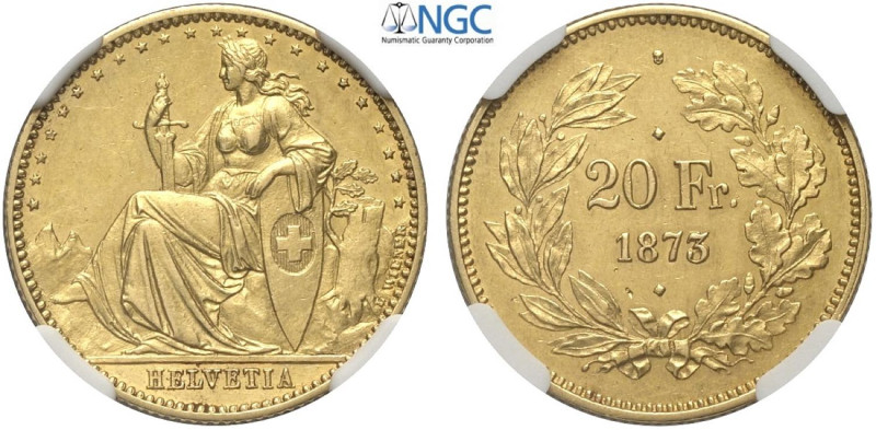 Switzerland, Confederation, Gold Pattern 20 Francs 1873 Angel head mintmark, RRR...