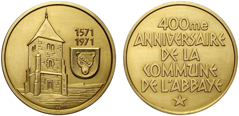 Switzerland Vaud, Gold Medal 1971 Abbaye, Au mm 33 g 25,68 leggermente pulita al...