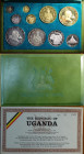 Uganda, Republic, Gold and Silver Proof Set 1969 (10), KM-PS2 Au 900/1000 g 228,63 Ag 1000/1000 g 185,36 with original box and certificate. All in per...