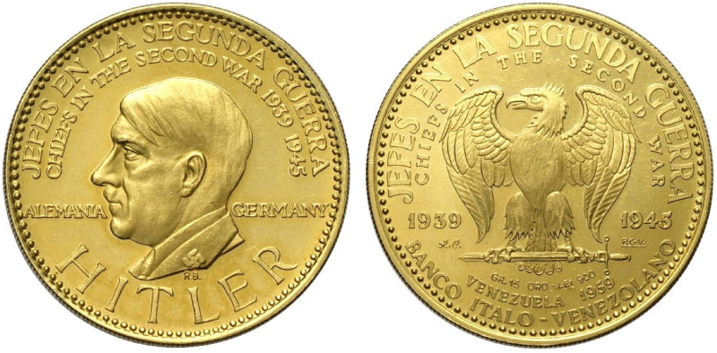 Venezuela, Banco Italo-Venezolano, Gold Medal 1959 Adolf Hitler, Au mm 30,5 g 15...