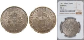 Argentina Córdoba Confederate Province 1852 8 Reales Silver (.750) 27g NGC MS 62 KM 32 CJ 63