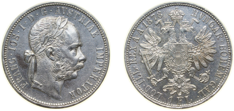 Austria Austro-Hungarian Empire 1878 1 Florin - Franz Joseph I Silver (.900) Vie...