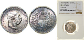 Austria Austro-Hungarian Empire 1914 1 Corona - Franz Joseph I Silver (.835) Vienna Mint (37897000) 5g NGC UNC Stained KM 2820 Schön 19