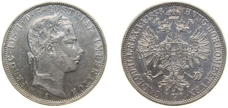 Austria Empire 1858 A ¼ Florin - Franz Joseph I Silver (.520) (31196724) 5.345g ...