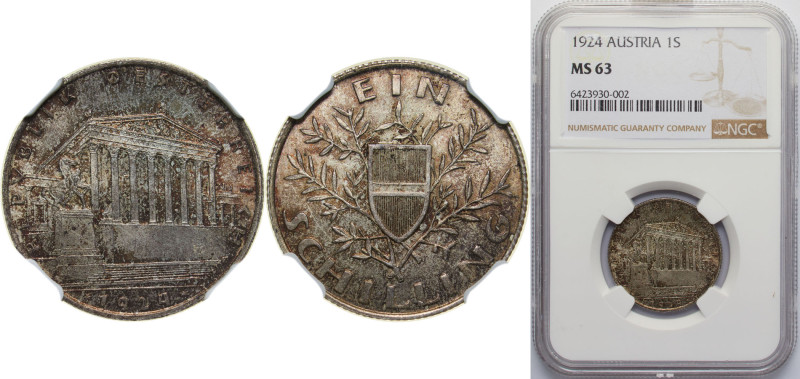 Austria First Republic 1924 1 Schilling Silver (.800) Vienna Mint (11086000) 7g ...