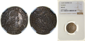 Austria Archduchy of Austria Holy Roman Empire 1668 3 Kreuzer - Leopold I Silver Vienna Mint 1.77g NGC MS62 Top Pop KM 1169 Her 1313-1322