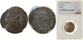 Austria Archduchy of Austria Holy Roman Empire 1669 3 Kreuzer - Leopold I Silver Vienna Mint 1.77g NGC MS 63 KM 1169 Her 1313-1322
