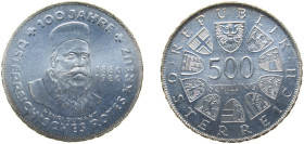 Austria Second Republic 1980 500 Schilling (Austrian Red Cross) Silver (.640) (Copper .360) Vienna Mint (860000) 24g BU KM 2950