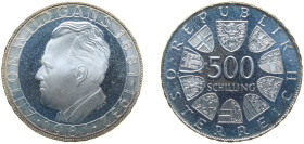 Austria Second Republic 1981 500 Schilling (Anton Wildgans) Silver (.640) (Copper .360) Vienna Mint (166800) 24g PF KM 2952