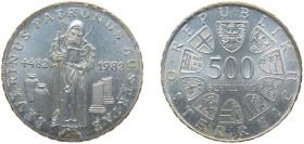 Austria Second Republic 1982 500 Schilling (St. Severin) Silver (.640) (Copper .360) Vienna Mint (837400) 24g BU KM 2956