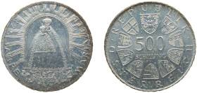 Austria Second Republic 1982 500 Schilling (Mariazell Shrine) Silver (.640) (Copper .360) Vienna Mint (589600) 24g BU KM 2958