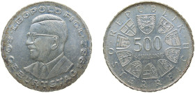 Austria Second Republic 1982 500 Schilling (Leopold Figl) Silver (.640) (Copper .360) Vienna Mint (344000) 24g BU KM 2959