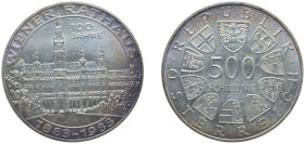 Austria Second Republic 1983 500 Schilling (Vienna City Hall) Silver (.925) (Copper .075) Vienna Mint (412000) 24g BU KM 2962