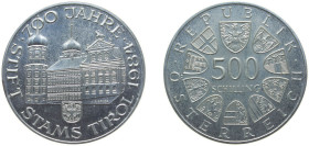 Austria Second Republic 1984 500 Schilling (Stams Stift in Tirol) Silver (.925) (Copper .075) Vienna Mint (403600) 24g BU KM 2968