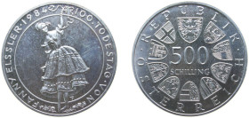 Austria Second Republic 1984 500 Schilling (Fanny Elssler) Silver (.925) (Copper .075) Vienna Mint (407200) 24g BU KM 2969