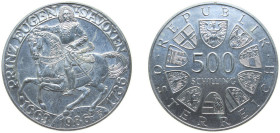 Austria Second Republic 1986 500 Schilling (Prince Eugene of Savoy) Silver (.925) Vienna Mint (359200) 24g BU KM 2978