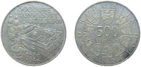 Austria Second Republic 1986 500 Schilling (St. Florian's Abbey) Silver (.925) (Copper .075) Vienna Mint (263800) 24g BU KM 2976