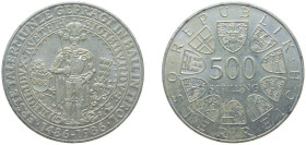 Austria Second Republic 1986 500 Schilling (First Thaler Coin Struck) Silver (.925) (Copper .075) Vienna Mint (359800) 24g BU KM 2977