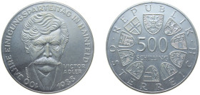 Austria Second Republic 1988 500 Schilling (Victor Adler) Silver (.925) Vienna Mint (160800) 24g BU KM 2986