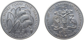 Barbados Constitutional Monarchy Within The Commonwealth 1970 4 Dollars - Elizabeth II (FAO) Copper-nickel (75% Copper, 25% Nickel) (30000) 28.28g BU ...
