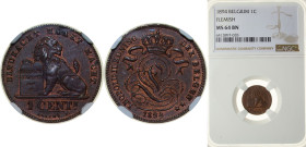 Belgium Kingdom 1894 1 Centime - Léopold II (Dutch text) Copper Brussels Mint (5000000) 2g NGC MS64 BN Top Pop KM 34.1 LA BFM-4 Schön 1