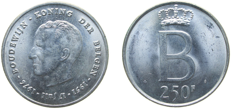 Belgium Kingdom 1976 250 Francs - Baudouin I (25th Anniversary of Accession; Dut...