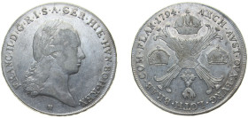 Belgium Austrian Netherlands Possession 1794 H 1 Kronenthaler - Franz II (Type II) Silver (.873) Günzburg Mint 29.44g XF KM 62.1 KM 62.2 KM 239 KM 246...