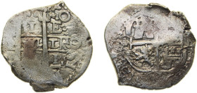 Bolivia Spanish colony 1665-1678 P E 1 Real - Carlos II Silver (.931) Potosi Mint 3.38g VF KM 23