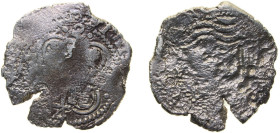 Bolivia Spanish colony 17?4 P Y 2 Reales - Philip V Silver (.931) Potosi Mint 4.7g VF Seawater Corrossion KM 29