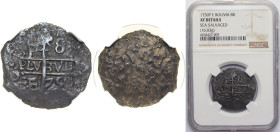 Bolivia Spanish colony 1750 P E 8 Reales - Fernando VI Obverse: Clear Mintmark "P" at top left, Official's Initial "E" at bottom left, Clear Date at b...