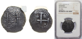 Bolivia Spanish colony 1751 P q 8 Reales - Fernando VI Reverse: Clear Mint Official's Initial "q" at right Silver (.917) Potosi Mint 21.32g NGC VF Sea...
